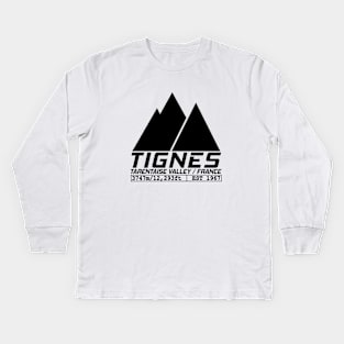 Tignes France Ski Resort Tarentaise Valley Skiing Kids Long Sleeve T-Shirt